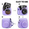 Picture of Protective Camera Case for Fujifilm Instax Mini 11 12 9 Instant Camera with Instax Mini Album, Photo Album for Fujifilm Instax Mini Camrea, PU Leather Bag Cover with Removable Adjustable Strar (Purple)