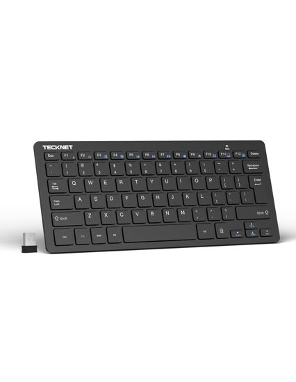 Picture of TECKNET 2.4G Wireless Keyboard, Small Wireless Keyboard with Media Hotkeys, Ultra Slim Compact Wireless Keyboard, 12-Month Battery Life, Compatible with PC, Desktop, Laptop, Smart TV - Black