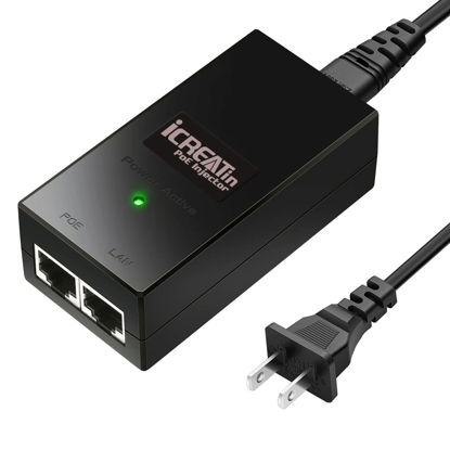 Picture of Gigabit PoE+ Injector, 30W POE Power Adapter, IEEE802.3af & 802.3at Compliant,100/1000M Fit for Ubiquiti U-POE-at, U-POE-af, POE-48-24W-G, TP-Link TL-POE160S, TRENnet TPE-115GI, Tenda PoE30G-AT,