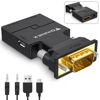 Picture of FOINNEX VGA to HDMI Adapter Converter with Audio,(PC VGA Source Output to TV/Monitor with HDMI Connector), Active Male VGA in Female HDMI 1080p Video Dongle adaptador for Computer,Laptop,Projector