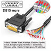 Picture of JUXINICE DB15 Male to Bare Wire with Cable Marker 3.3ft,D-SUB 15-Pin Connector to Open End Wire Cable,DB15 Cable15 Wire All Provided with Wiring Terminals -Black