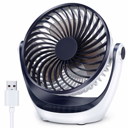 Picture of Aluan Desk Fan Small Table Fan with Strong Airflow Quiet Operation Portable Fan Speed Adjustable Head 360°Rotatable Mini Personal Fan for Home Office Bedroom Table and Desktop 5.1 Inch