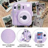 Picture of wogozan Clear Case for Fujifilm Instax Mini 12 Instant Film Camera with Upgraded Photo Pocket Holds 10 Films on Back and Adjustable Strap - Glitter Purple(No Camera)