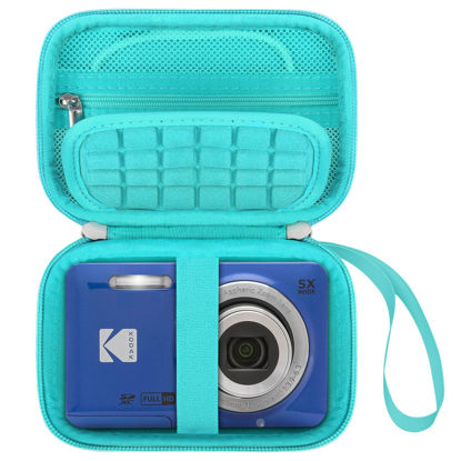 Picture of Elonbo Camera Carrying Case for KODAK PIXPRO FZ55 / FZ53 / FZ45 / FZ43 16MP Digital Camera, Vlogging Camera Storage Holder Trave Bag, Mesh Bag Fits Batteries, Cable, Memory Card, Card Reader, Green