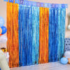 Picture of LOLStar Blue Dog Party Decorations,2 Packs of 3.3x6.6 ft Orange Blue and Light Blue Foil Fringe Curtains, Blue Dog Birthday Party Supplies,Blue and Orange Tinsel Photo Booth Prop for Blue Dog Backdrop