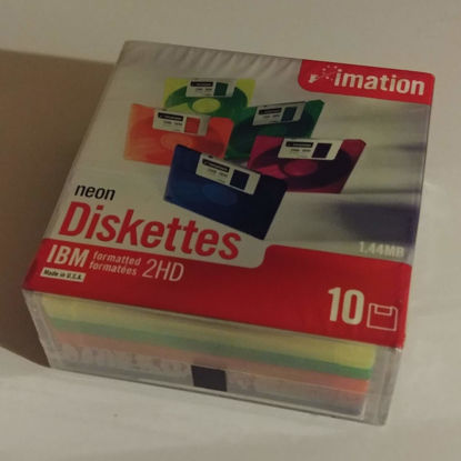 Picture of Imation Neon Floppy Diskettes IBM Formatted 1.44MB 2HD (10)