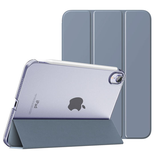 Picture of MoKo Case Fit New iPad Mini 6 2021 (6th Generation, 8.3-inch) - Slim Lightweight Hard Clear Back Shell Stand Cover with Translucent Frosted Back Protector, with Auto Wake/Sleep, Grey Purple