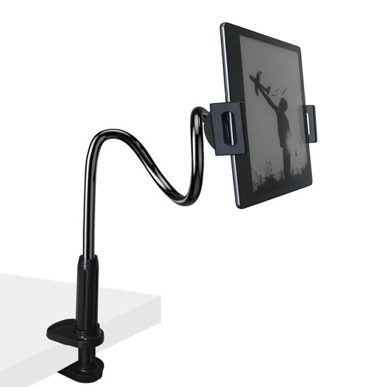 Picture of Debtrop Gooseneck Kindle Tablet Holder Stand for Bed, Flexible Arm Mount for Reading in Bed, Reading Accessories Compatible with iPad Mini iPhone/Nintendo Switch/Kindle Fire HD