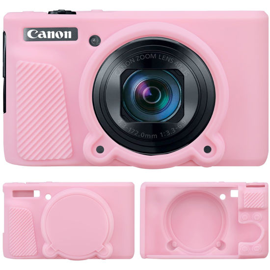 Picture of Supmay Camera Case for Canon PowerShot SX740/ SX730 Digital Camera, Soft Silicone Protective Bag Removable Lens Cover, Silicone Cover Rubber Soft Camera Case, Pink