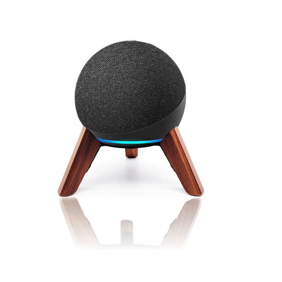 Picture of Real Wood Stand for Echo Dots(4th Gen)(5th Gen),Tripod Accessories Protect Smart Speaker get Better Sound,Secure Stable Wooden Mount Holder for Echo Dot (Walnut)