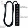 Picture of GE 6-Outlet Surge Protector, 6 Ft Extension Cord, Power Strip, 800 Joules, Flat Plug, Twist-to-Close Safety Covers, Protected Indicator Light, UL Listed, Black, 33661