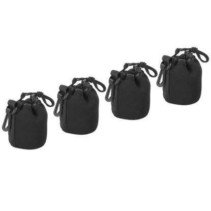 Picture of PATIKIL Camera Lens Bag, 4 Pcs 3.1" ID x 3.9" H Drawstring Lens Pouch with Thick Protective Neoprene, Lens Case for DSLR Camera Lens, Water Coffee Cups Black