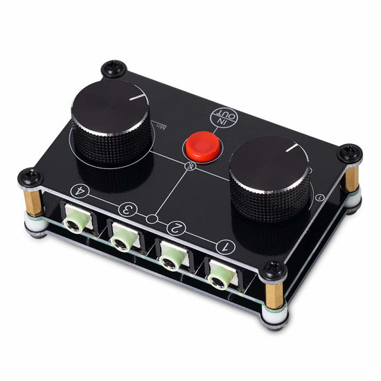 Picture of Little Bear MC104 Mini Audio Switcher, 4-Way 3.5mm AUX Stereo Passive Selector, Switch Box Splitter for PC/Player/Headphone/Amplifier/Speaker