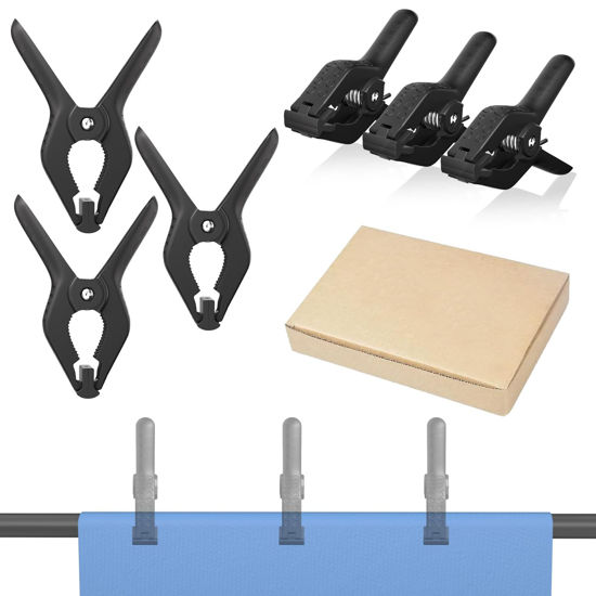 Picture of GLOSHOOTING 4.5in Spring Clamps, 6 Pack Clamps for Backdrop, Heavy Duty Plastic Clamps, Backdrop Clips Clamps for Woodworking, Crafts, Photography, Backdrop Stand, Outdoor (Black)