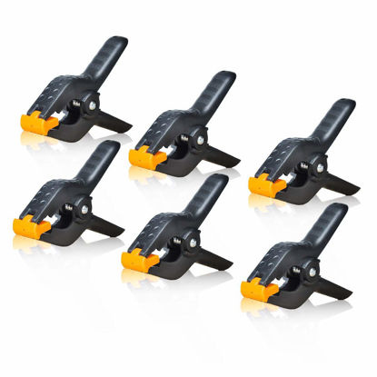 Picture of SLOW DOLPHIN Heavy Duty Spring Clamps Clip 4.5 Inch for Muslin/Paper Photo Studio Backdrops Background-6 Pack（Yellow & Black）