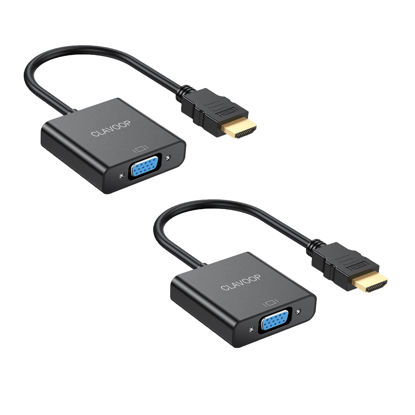 Picture of HDMI to VGA Adapter 2 Pack, Gold-Plated HDMI to VGA Cable Adapter Male to Female Unidirectional Converter Compatible for Computer, Desktop, Laptop, PC, Monitor, Projector, HDTV, Chromebook, Xbox