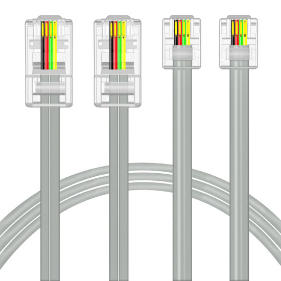 Picture of NECABLES 2Pack RJ45 to RJ11 Adapter Converter Cable 10ft RJ45 8P4C Male to RJ11 6P4C Male Gray - 10 Feet