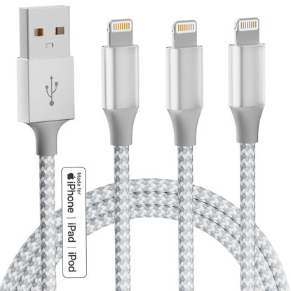 Picture of iPhone Charger 3pack 10FT Apple MFi Certified Long Lightning Cable Fast Charging Nylon Braided USB Charging Cable High Speed Transfer Cord for iPhone 14 13/12/11 Pro Max/XS MAX/XR/XS/X/8/7/Plus/6S