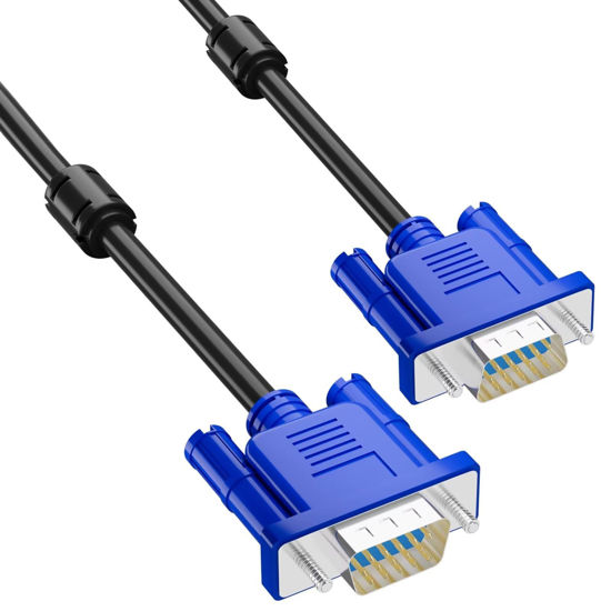 Picture of HYANGQU 5ft VGA Cable (2-Pack), VGA to VGA Monitor Cable, Male-to-Male Vga Cord for Video Transmission Cable, PC or Laptop to Monitor/Projector with VGA Plug Port - Ideal for Office or Home Use