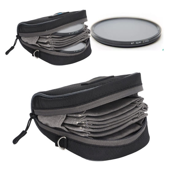 Picture of Zopsc 8-Slot Camera Lens Filter Pouch Case Bags with Shoulder Strap, Portable and Dustproof Filter Storage Bag