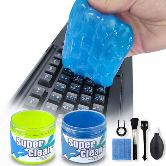 Picture of 2 Pack Keyboard Cleaner, Dust Cleaning Gel with 5 Keyboard Cleaning Kit Detailing Cleaning Putty for Car Dash & Vent Universal Office Electronics Cleaning Kit Laptop, Calculators, Speakers & Printers