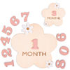 Picture of Baby Monthly Milestone, Wooden Baby Milestone Signs, Monthly Milestone Wood Discs, Baby Milestone Discs, Baby Photo Props Cards Interchangeable Number Set of 12 for Baby Growth Recording (3D Flower)