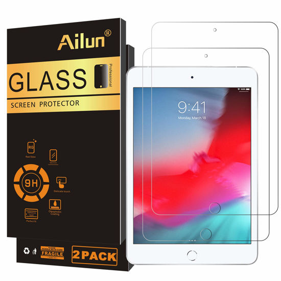 Picture of Ailun Screen Protector for iPad Mini 4, iPad Mini 5 2019 2Pack Tempered Glass 2.5D Edge Ultra Clear Transparency Anti Scratches Case Friendly