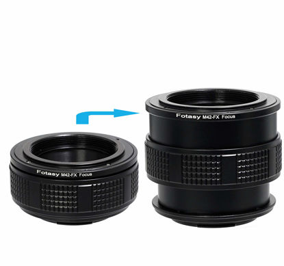 Picture of Fotasy M42 Lens to Fuji X Macro Focusing Helicoid, 42mm Focusing Helicoid, Compatible with M42 Lens and X-Pro2 X-E1 X-E2 X-E3 X-A5 X-M1 X-T1 X-T2 X-T3 X-T10 X-T20 X-T30 X-H1