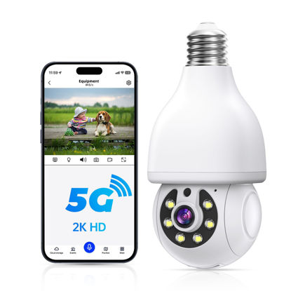 Picture of 2K Light Bulb Security Camera 5G&2.4G WiFi Security Cameras Wireless Outdoor Indoor,360°Bulb Camera for Home Security Outside Indoor,Motion Detection and Alarm,Two-Way Talk,Color Night Vision 1Pack