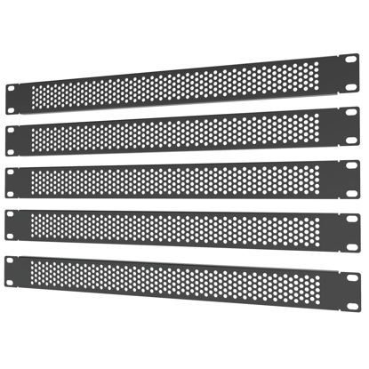 Picture of QiaoYoubang 5 Pack 1U Venting Blank Panel - Steel Blank Rack Mount Panel Spacer for 19in Server Rack Cabinet or Enclosure, Black (1UVBP5PC)