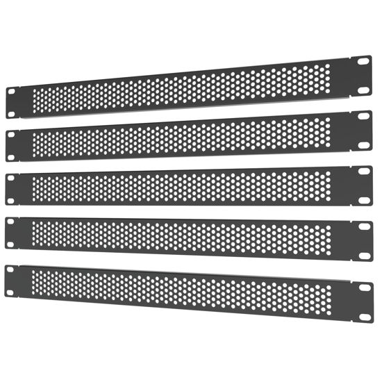 Picture of QiaoYoubang 5 Pack 1U Venting Blank Panel - Steel Blank Rack Mount Panel Spacer for 19in Server Rack Cabinet or Enclosure, Black (1UVBP5PC)