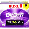 Picture of Maxell 639002 Write Once Recording Format Superior Archival Life DVD Playback 4.7Gb Dvd+R 10mm Jewel 5 Pack