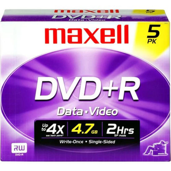 Picture of Maxell 639002 Write Once Recording Format Superior Archival Life DVD Playback 4.7Gb Dvd+R 10mm Jewel 5 Pack