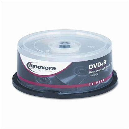 Picture of Innovera DVD+R Discs, 4.7GB, 16x, Spindle, Silver, 25/pack