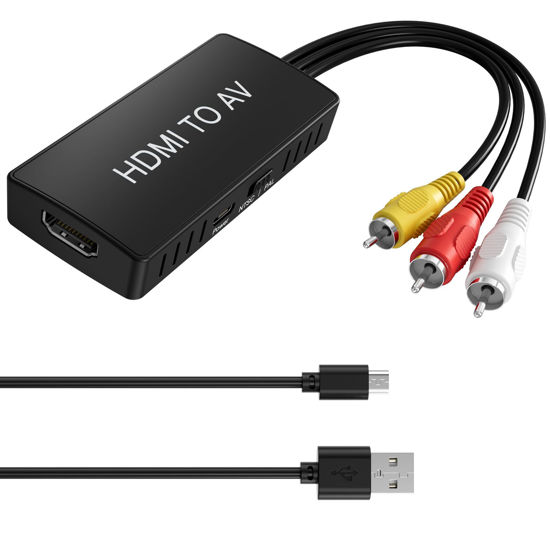 Picture of HDMI to RCA Converter, HDMI to AV Adapter for Old TV, HDMI RCA Composite Video Converter Supports PAL/NTSC for TV Stick, Roku, Android TV Box, DVD