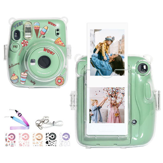 Picture of CAIYOULE Protective Camera Case for Fujifilm Instax Mini 11 Film Camera Clear Case with Upgraded Film Pocket Pouch for Storing Photos and Adjustable Shoulder Strap