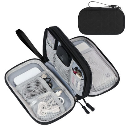 Picture of FYY Electronic Organizer, Travel Cable Organizer Bag Pouch Electronic Accessories Carry Case Portable Waterproof Double Layers All-in-One Storage Bag for Cable, Cord, Charger, Phone,-Pattern Black(M)