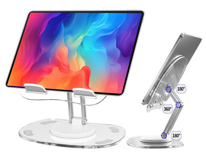 Picture of JWXINYAN Foldable iPad Stand Tablet Stand for Desk, Adjustable Desktop Tablet Holder, Portable iPad Holder 2024 iPad 10th Generation Accessories for Home Office Kindle 2024 iPad Pro Mini 4-15.5"