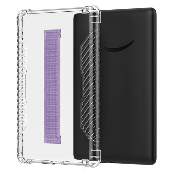 Picture of MoKo Case for 6.8" Kindle Paperwhite (11th Generation-2021) and Kindle Paperwhite Signature Edition, Hand Strap Case Ultra Slim Transparent Soft Flexible TPU Skin Bumper Back Cover Shell, Taro Purple