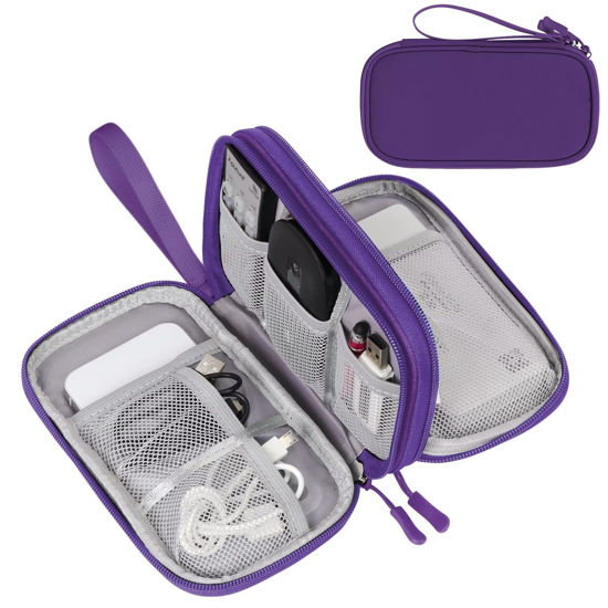 Picture of FYY Electronic Organizer, Travel Cable Organizer Bag Pouch Electronic Accessories Carry Case Portable Waterproof Double Layers All-in-One Storage Bag for Cable, Cord, Charger, Phone, Earphone Purple