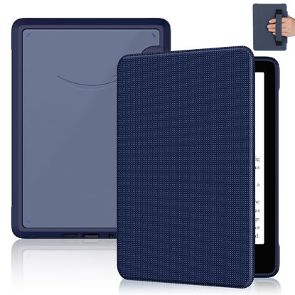 Picture of Case for 6.8" Kindle Paperwhite(11th Generation 2021 Release), Sanyetral Slim Fabric Cover with Hand Strap Auto-Wake/Sleep for Kindle Paperwhite Signature Edition, Not fit Sony iPad Nokia - Dark Blue