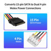 Picture of XANHAM 3-Pack 7.8 Inch 4 Pin Molex to SATA Power Cable, IDE 4Pin Male to SATA 15 Pin Female Power Adapter Cable