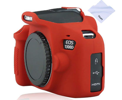 Picture of Yisau Camera Case for Canon EOS Rebel T6 T7, Silicion Rubber Camera Case Cover Detachable Protective for EOS 1300D Rebel T6/ EOS 1500D Rebel T7 KISS X90 Camera (Red)