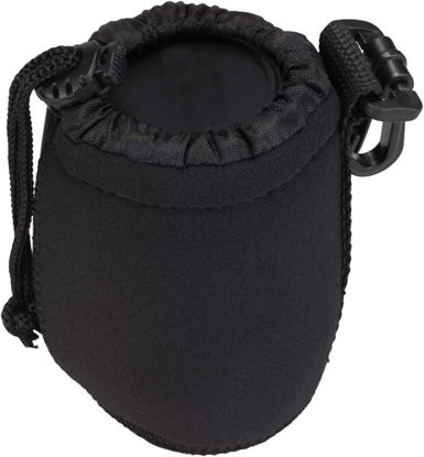 Picture of Xuerebs Medium Size Waterproof Drawstring Lens Pouch Black Neoprene DSLR Camera Lens Bag Compatible with Sony Olympus Panasonic