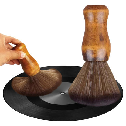 Picture of Vinyl Record Cleaning Brush Anti-Static Soft Vinyl Turntable Wood Record Cleaning Brushes Record Vinyl Dust Remover Brush for Vinyl Albums LP CD Cartridge Keyboard Guitar with Cleaning Cloth