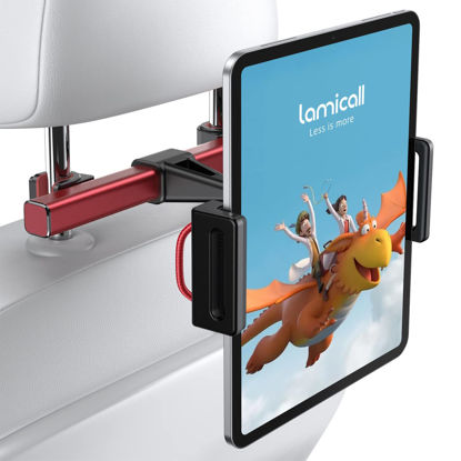 Picture of Lamicall Car Tablet Holder, Headrest Tablet Mount - Car Back Seat Headrest Tablet Stand for Kids, Road Trip Essentials, Compatible with iPad Pro Air Mini, Galaxy, Other 5.5-8.6" Wide Devices, Red