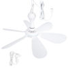 Picture of Xindejia USB Powered Small Ceiling Fan 6 Blades Quiet DC 5V USB Hanging Fans for Indoor Outdoor RV Bed Room Dorm Desk Travel Camping Tent Cubicle Mini Portable Canopy Fans - White