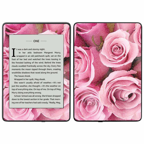 Picture of MightySkins Glossy Glitter Skin for Kindle Paperwhite 2018 Waterproof Model - Pink Roses | Protective, Durable High-Gloss Glitter Finish | Easy to Apply, Remove, and Change Styles | Made in The USA