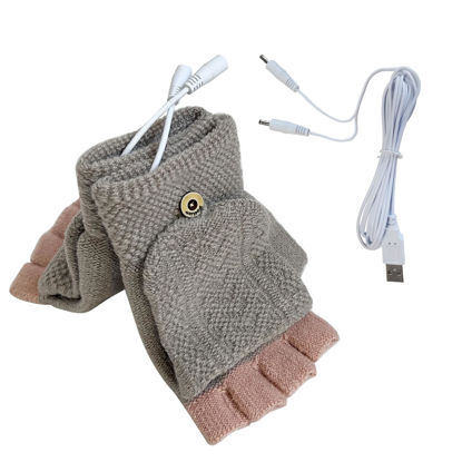 Picture of Winmany Women's & Men's USB Heated Gloves Mitten Full & Half Fingerless Winter Hands Warmer Laptop Gloves