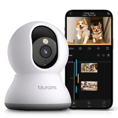 Picture of blurams Pet Camera 2K, 360° Indoor Security Camera, Dog Camera with Phone App, PTZ Cameras for Home Security Indoor, 2-Way Audio, Motion Tracking, Color/IR Night Vision, Siren, Cloud&SD(2.4GHz Only)